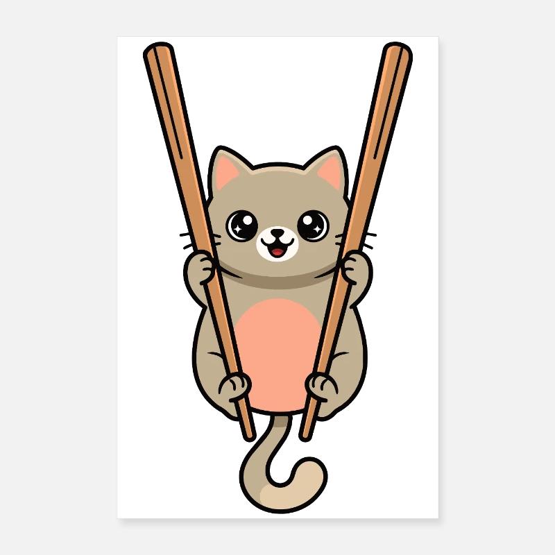 Bâtonnets de nouilles pour chat Poster 40 x 60 cm