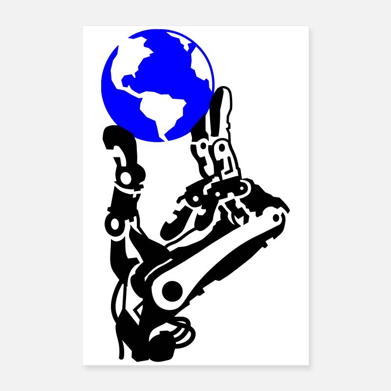 Globe dans la main robotisée Poster 40 x 60 cm