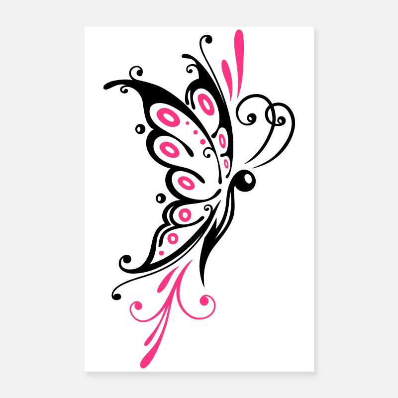Papillon filigrané, ailes, tatouage tribal Poster 40 x 60 cm