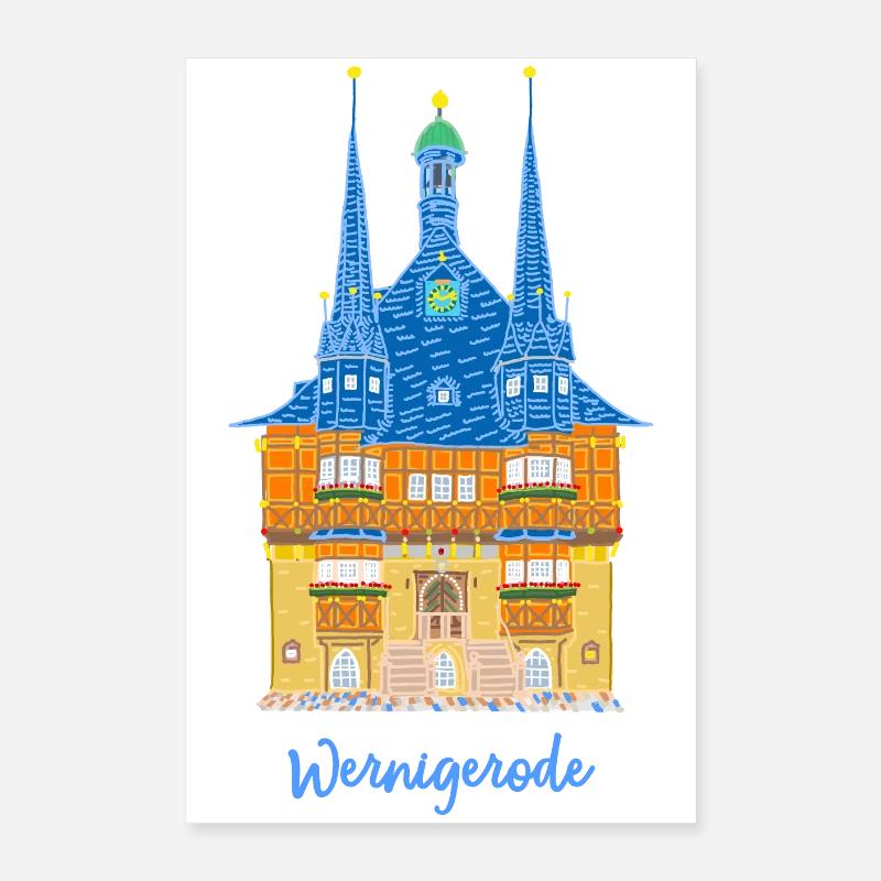 Wernigerode, town hall, half-timbered house East Germany Poster 16" x 24" (40x60 cm)