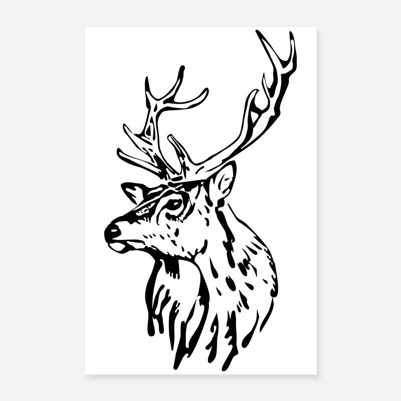 Hirschkopf [Schwarz] Poster 40x60 cm