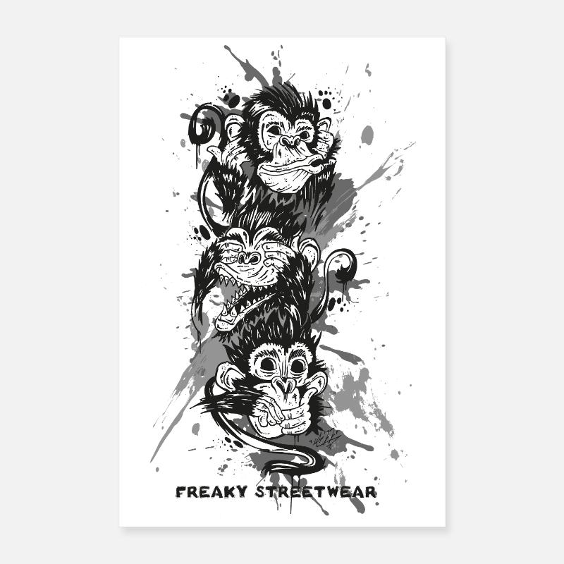 three monkeys Poster 16" x 24" (40x60 cm)