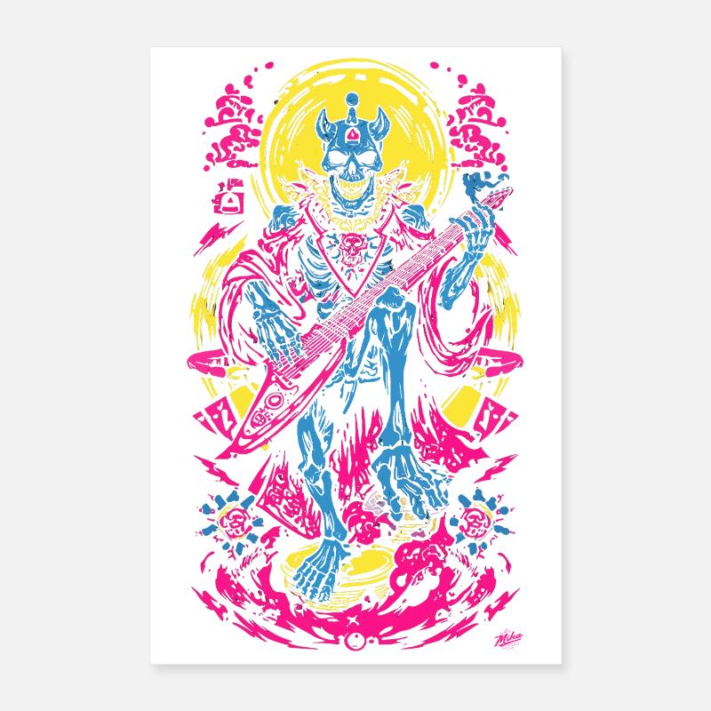 Neon Skeleton Guitariste Poster 40 x 60 cm