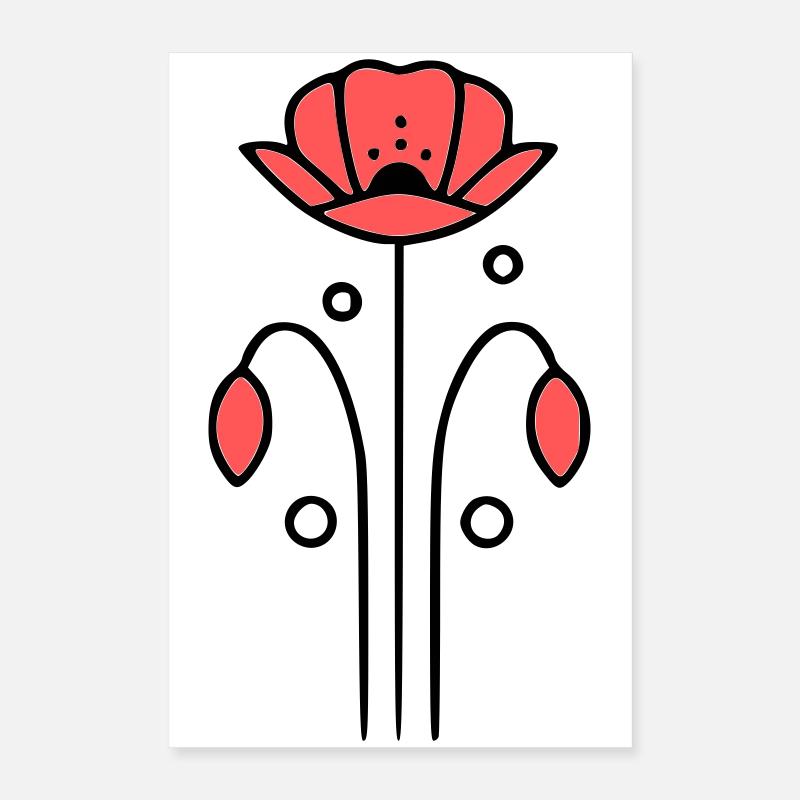 mohnblume-mohnblumen-minimalistisch-line-art-7 Poster 40x60 cm