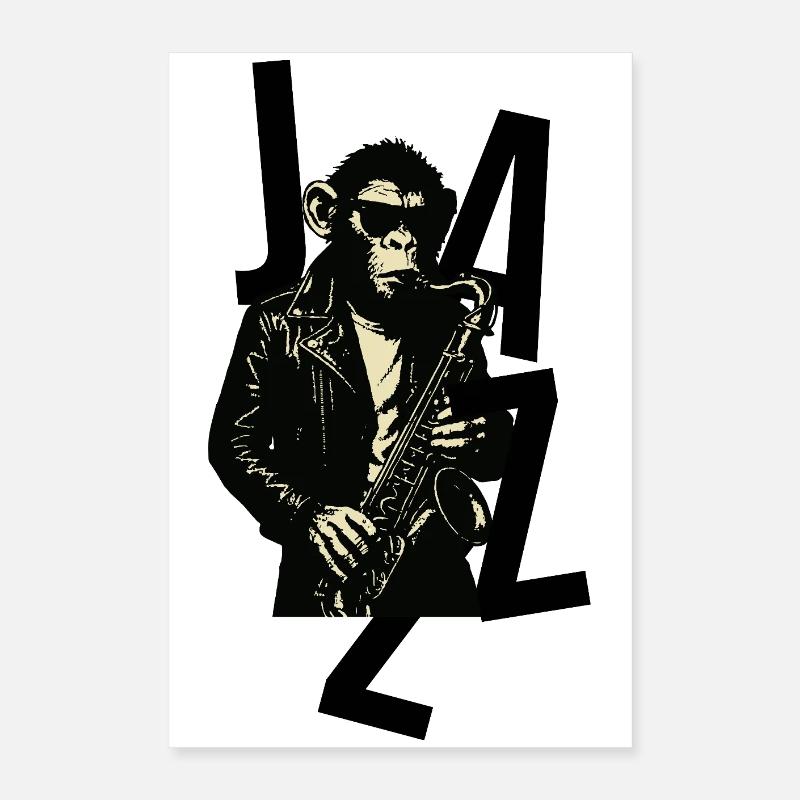 Singe saxophone en cuir Poster 40 x 60 cm