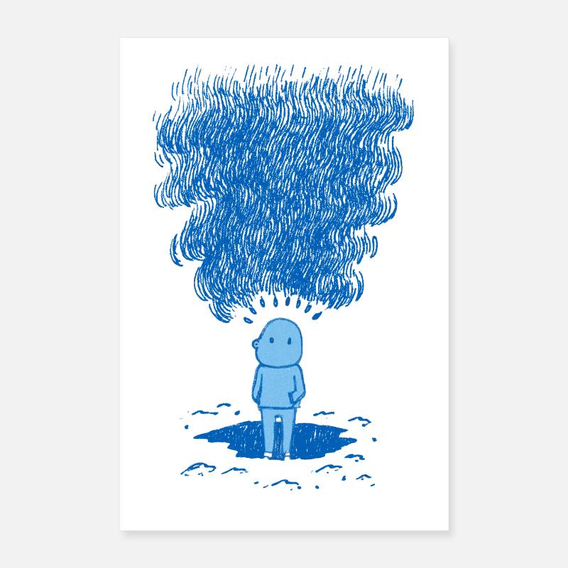 Blauer Gedankenschleier Poster 40x60 cm