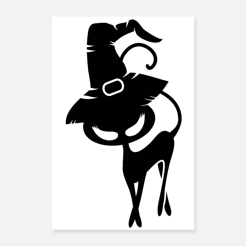 schwarze Katze mit Hexenhut Poster 40x60 cm