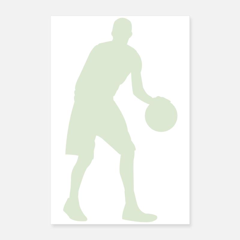 Silhouette de basket vert pastel Poster 40 x 60 cm