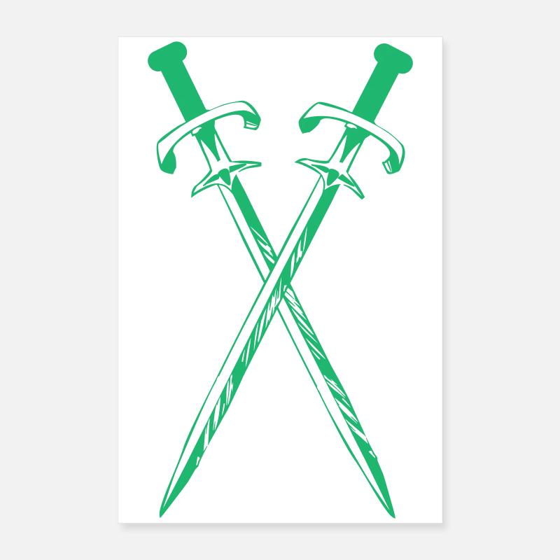 Crossing Green Swords Poster 16" x 24" (40x60 cm)