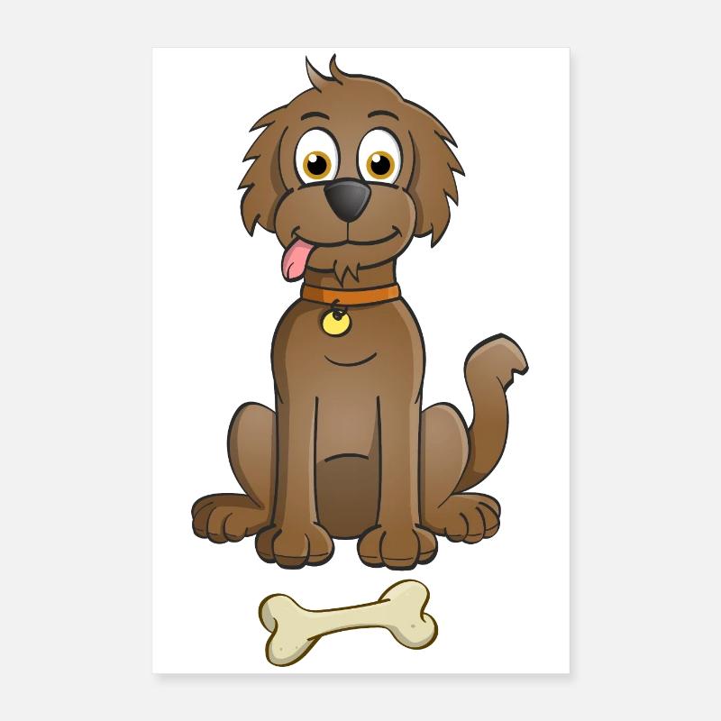 Image joyeuse d’un chien brun avec de l’os Poster 40 x 60 cm