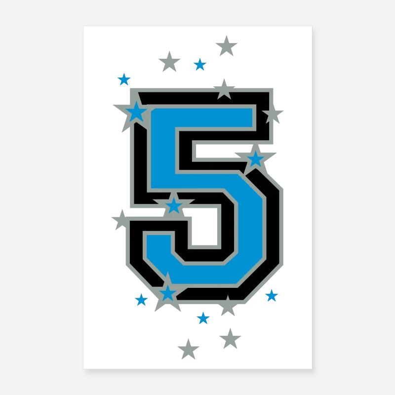 Numéro cinq décoré d’étoiles Poster 40 x 60 cm