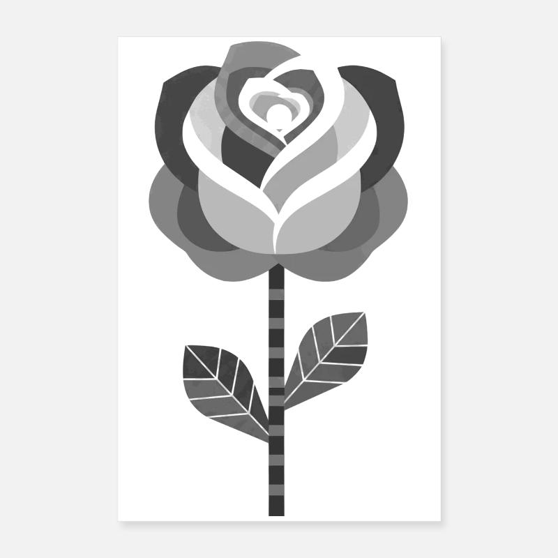 Conception graphique de rose en noir et blanc Poster 40 x 60 cm