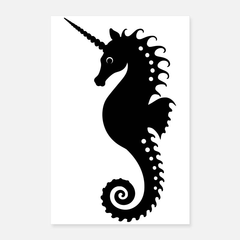 Élégant hippocampe licorne Poster 40 x 60 cm