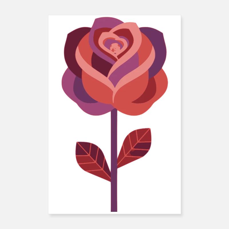 Rose graphique dans des tons rouges chauds Poster 40 x 60 cm