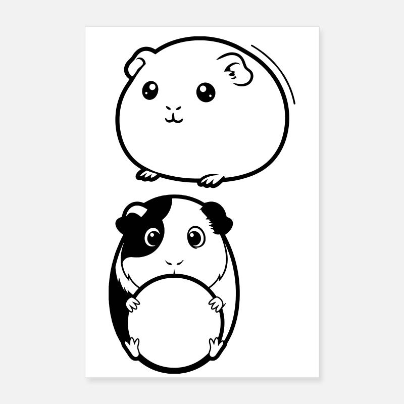  Zwei Meerschweinchen Köpfe Poster 40x60 cm