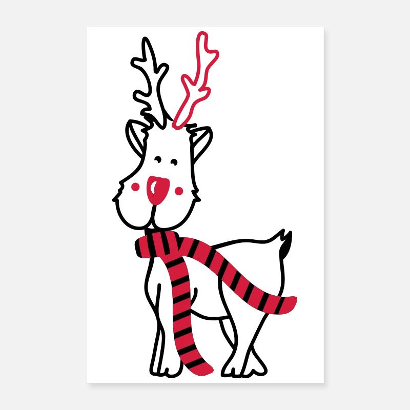 Un renne avec écharpe Poster 40 x 60 cm