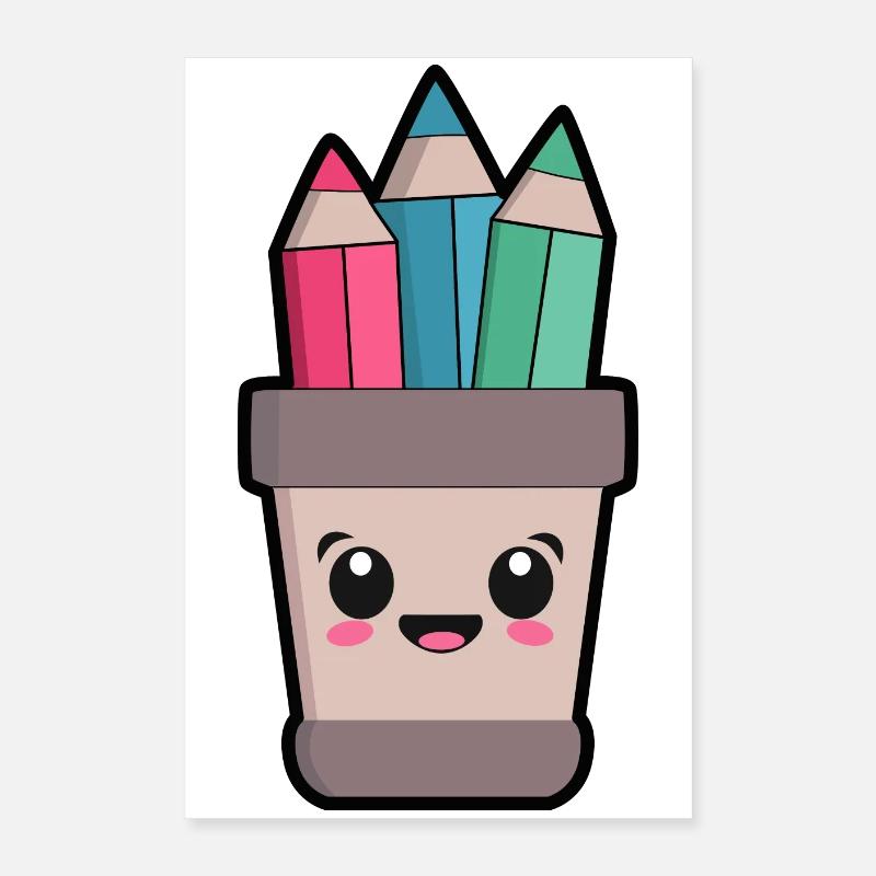 Pot à Crayons Kawaii Poster 40 x 60 cm