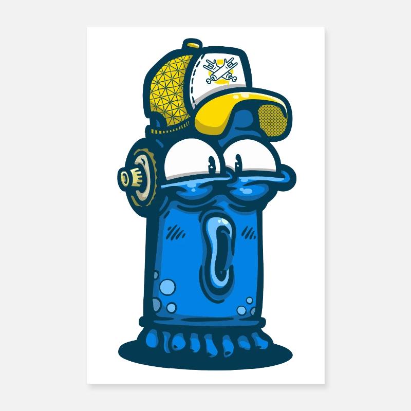 Aerosol can with graffiti face Poster 16" x 24" (40x60 cm)