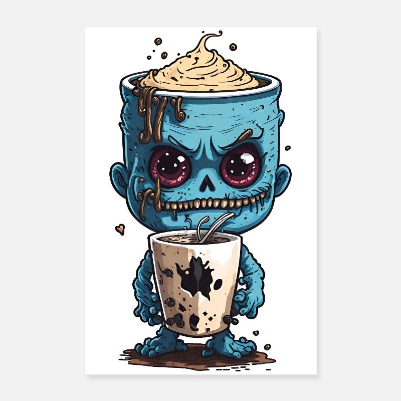 Kaffeemonster  - Koffein Zombie - Morgenmuffel Poster 40x60 cm