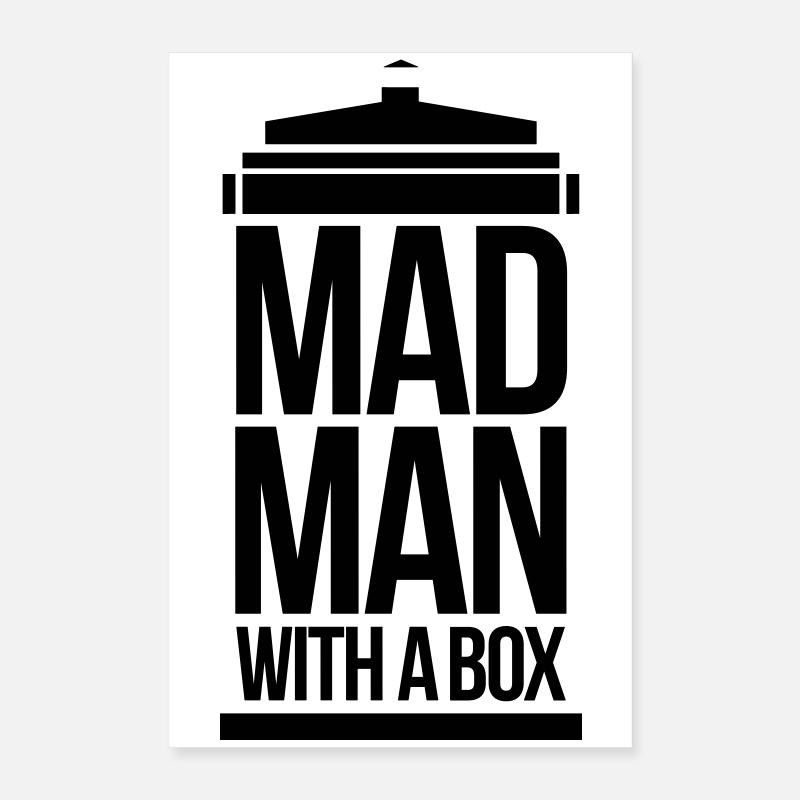 Mad man with a box Poster 40x60 cm