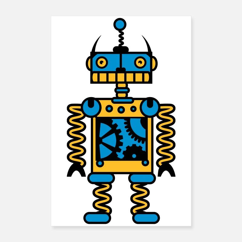 Un robot avec des engrenages Poster 40 x 60 cm