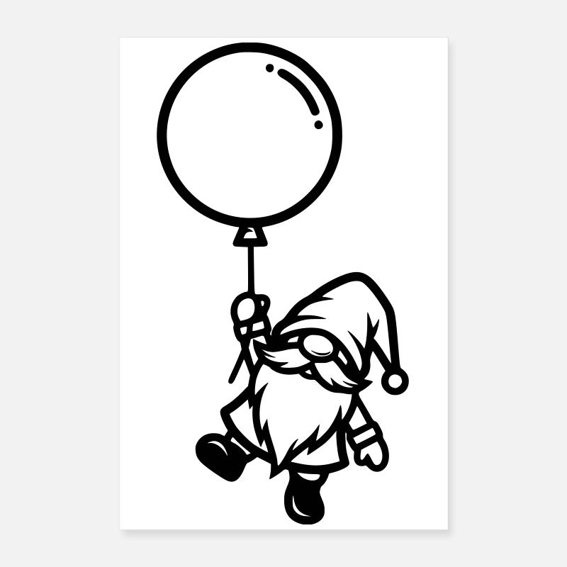 Gnome avec silhouette de ballon Poster 40 x 60 cm