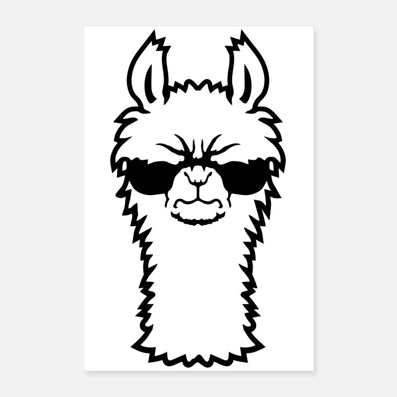 Lama Wütend Cool Sonnenbrille Pelzig Alpaka Sauer Poster 40x60 cm