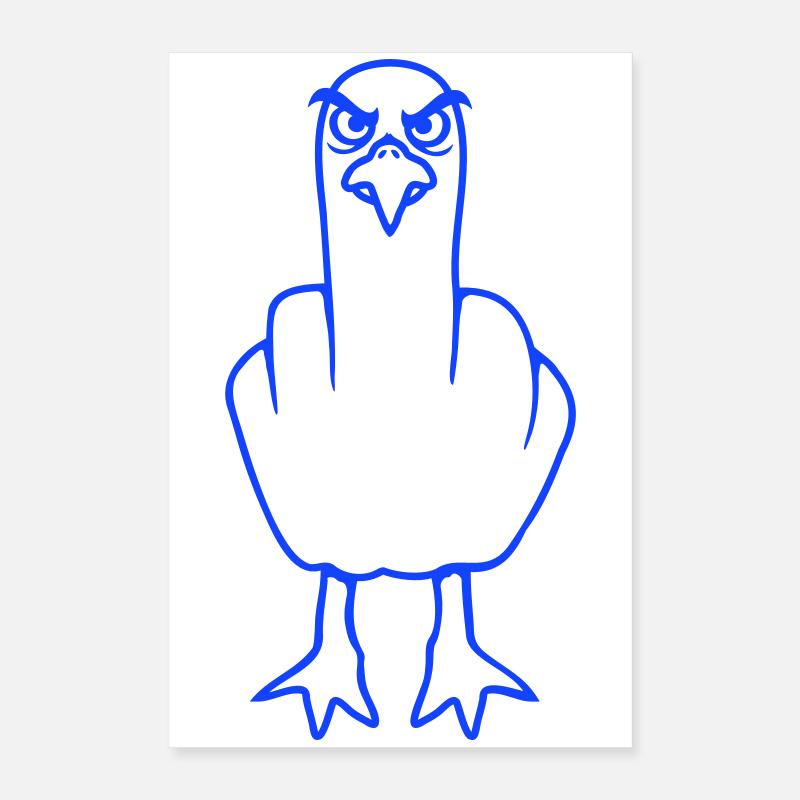 Möwe Mittelfinger Beleidigung Stinkefinger frech Poster 40x60 cm
