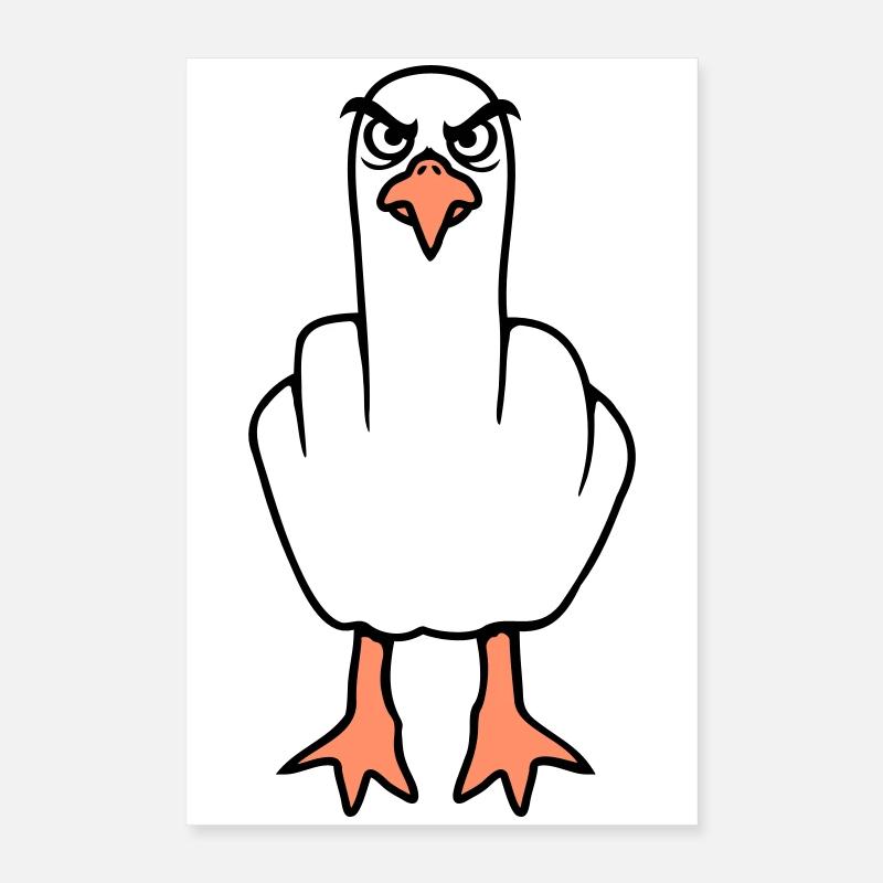 Möwe Mittelfinger Beleidigung Stinkefinger frech Poster 40x60 cm