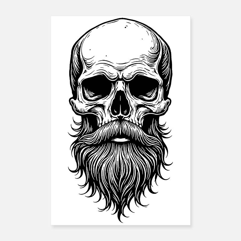 Crâne avec barbe Poster 40 x 60 cm