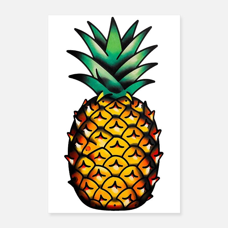 Tatouage classique : ananas Poster 40 x 60 cm