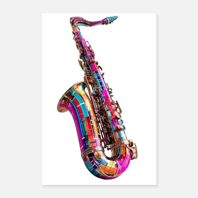 Design de saxophone coloré Poster 40 x 60 cm