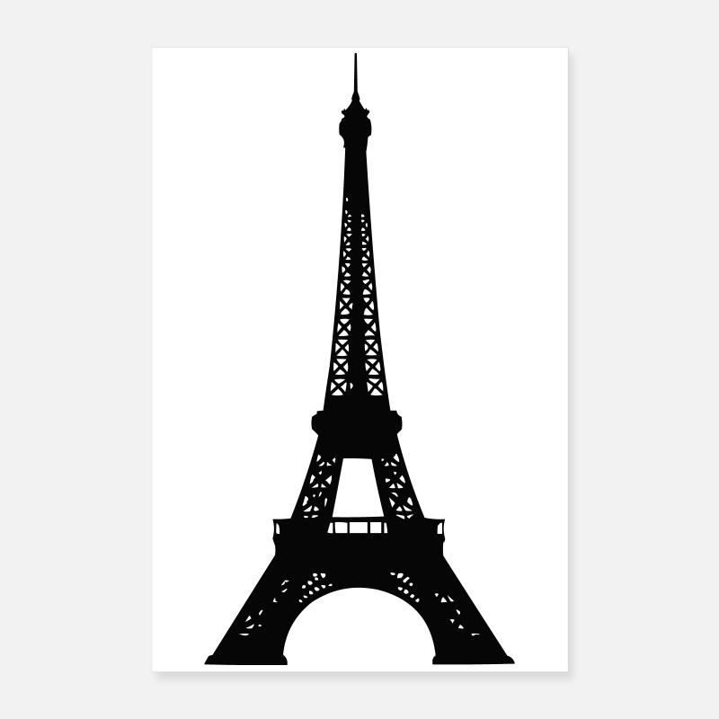 Eiffel Tower Silhouette Night Poster 16" x 24" (40x60 cm)