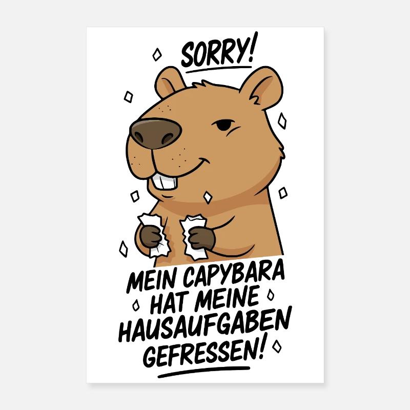 Pardon! Capybara a mangé mes devoirs Poster 40 x 60 cm