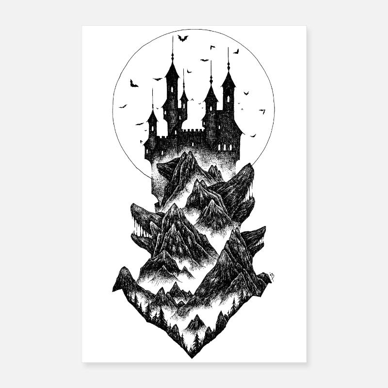 Château de Dracula - noir Poster 40 x 60 cm