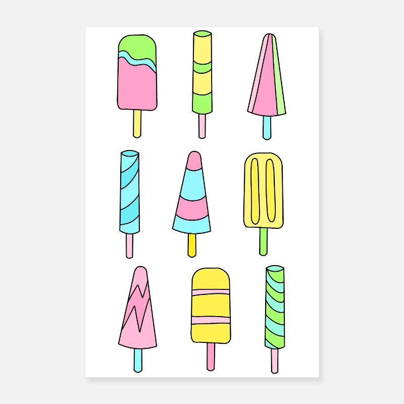 Bunte Eis am Stiel Poster 40x60 cm