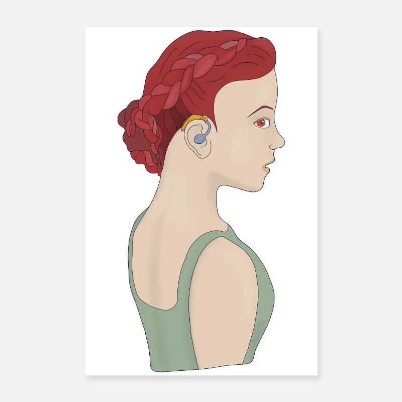 Girl using a hearing aid Poster 16" x 24" (40x60 cm)