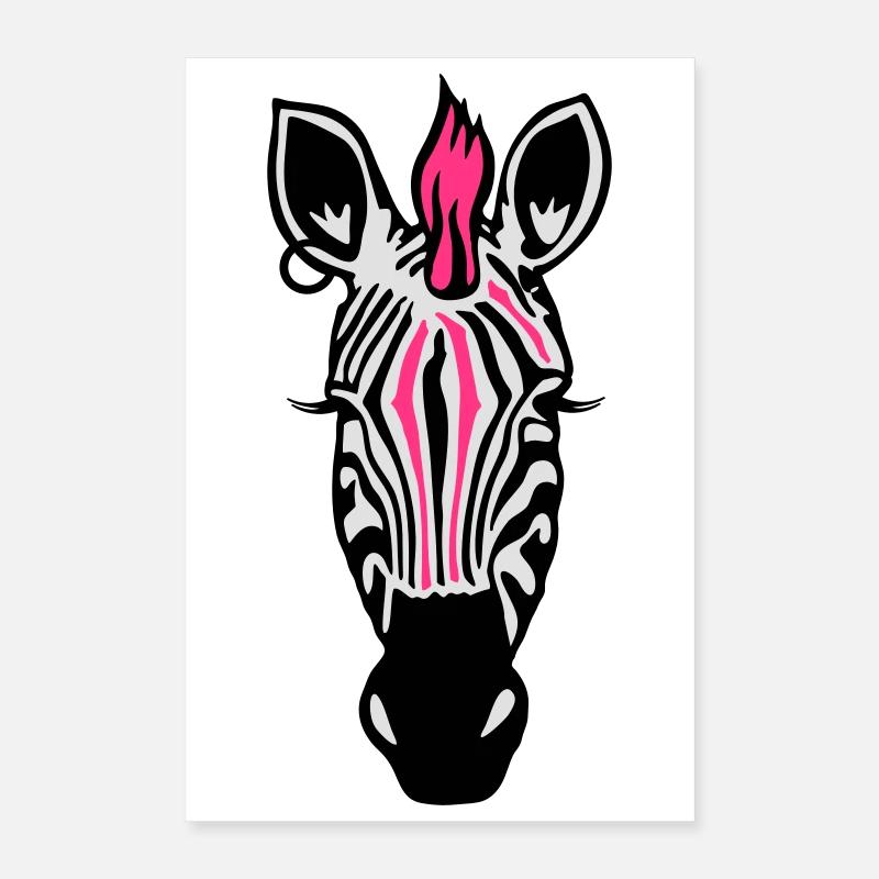 Le zèbre Punk avec une boucle d'oreille Poster 40 x 60 cm