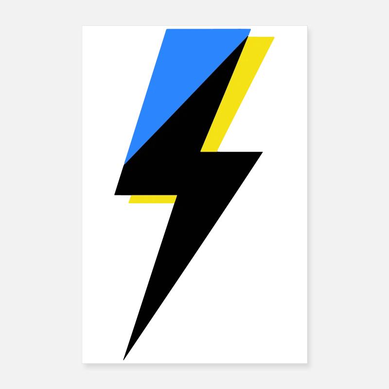 Géométrie bleue et jaune Poster 40 x 60 cm