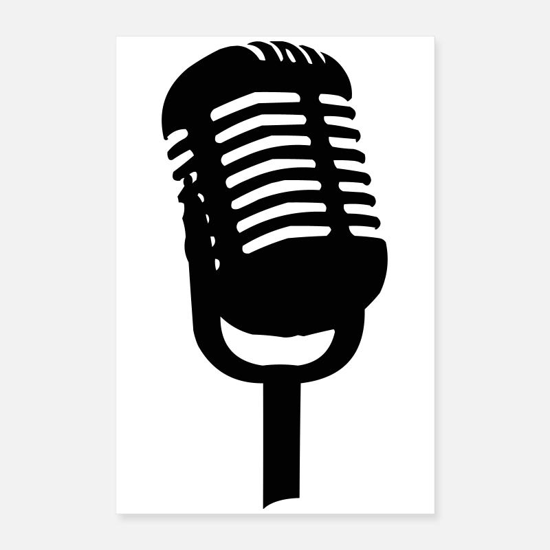 Vintage Microphone Silhouette Poster 16" x 24" (40x60 cm)
