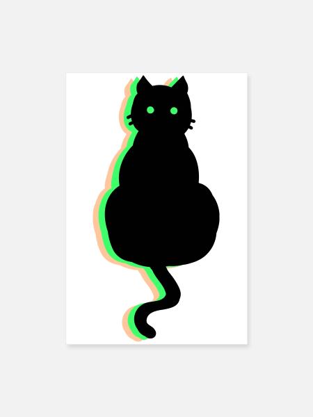 Neon Katze - Poster 40x60 cm - Weiß - Vorne