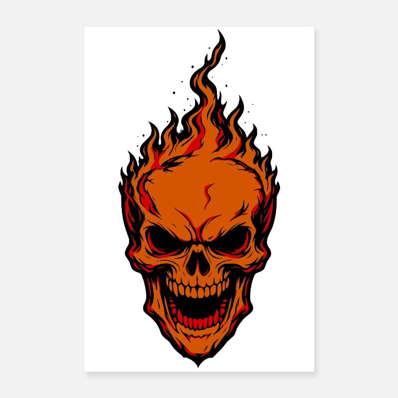 Flames Crâne Crâne Conception de Feu Poster 40 x 60 cm