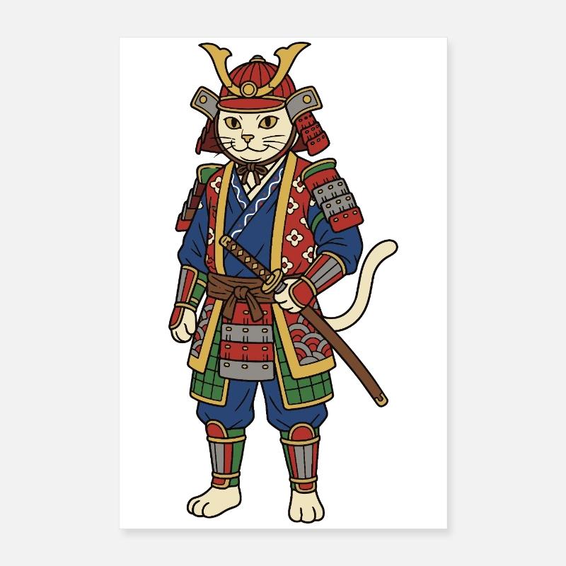 Samouraï chat Poster 40 x 60 cm