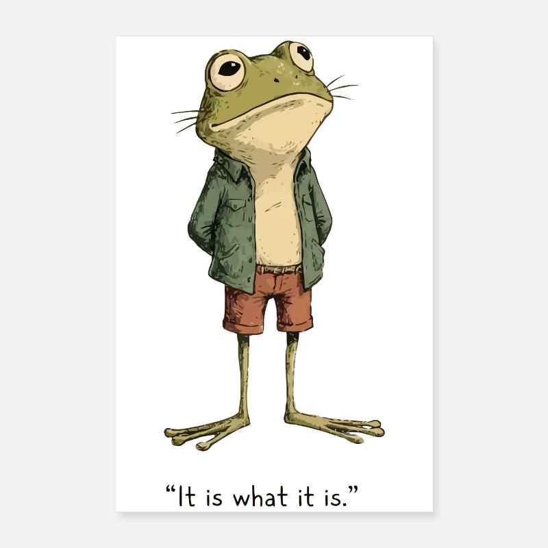 Funny Frog Meme "It Is What It Is" Chill Aesthetic Poster 40 x 60 cm