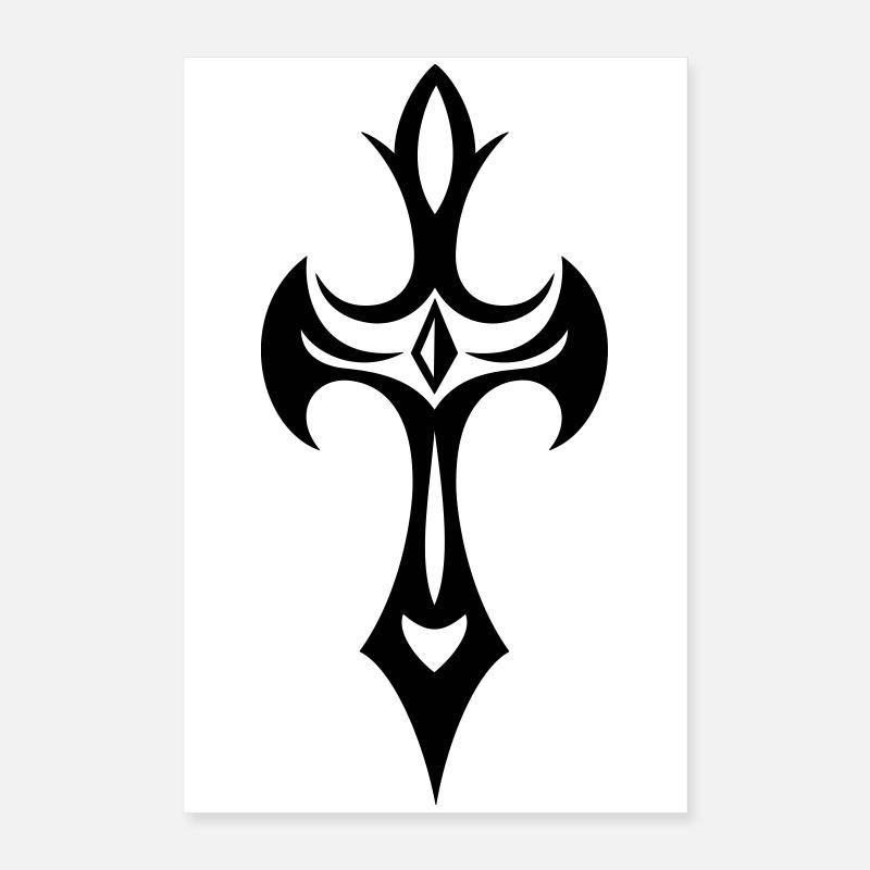 Cross, Crucifix, with gemstone and thorns. Poster 16" x 24" (40x60 cm)