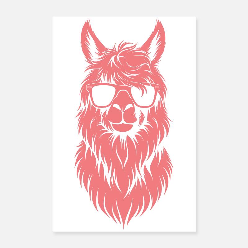 Hipster-Lama mit Sonnenbrille Poster 40x60 cm