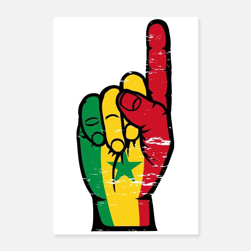 Main des drapeaux du Sénégal Poster 40 x 60 cm