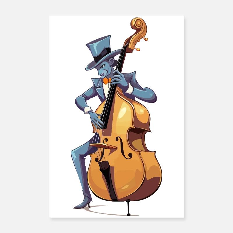 Blue Jazz Bass Master in Top Hat Poster 16" x 24" (40x60 cm)