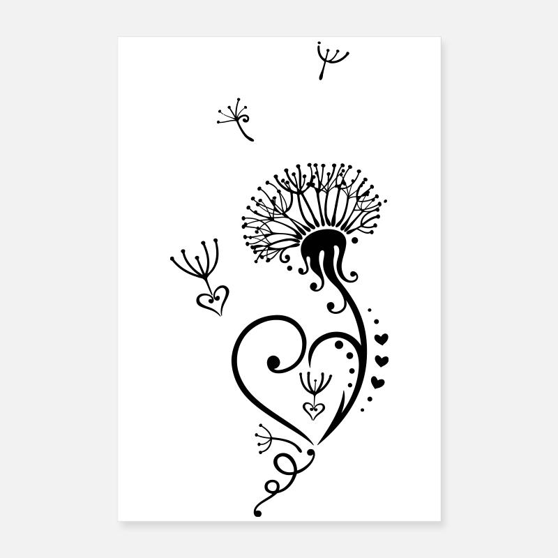 Löwenzahn, Valentinstag, dandelion, hearts Poster 40 x 60 cm