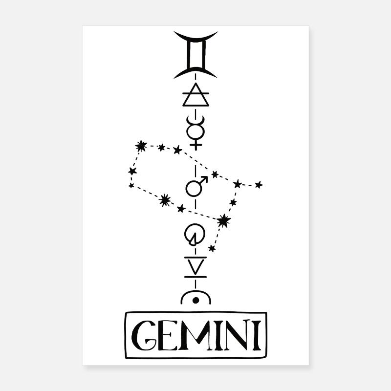 Gémeaux - Zodiaque des Gémeaux - noir Poster 40 x 60 cm